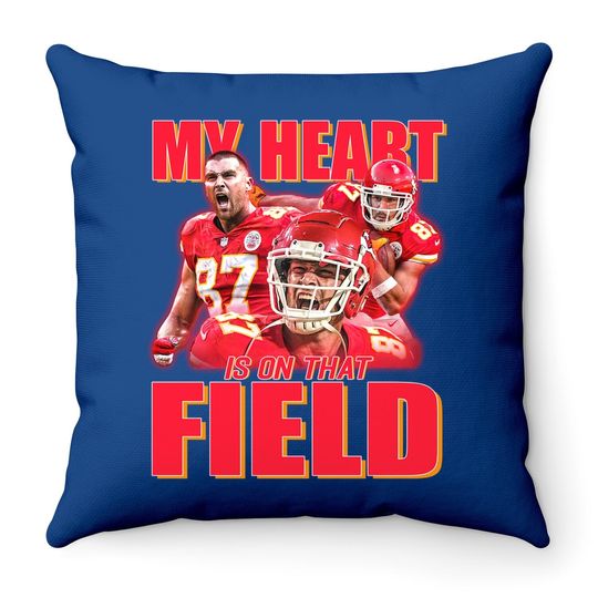 Travis Kelce My Heart Is On That Field Throw Pillow