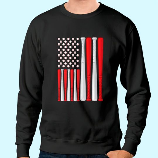 USA Flag - American Baseball Flag - Vintage Baseball Flag Sweatshirt