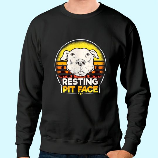 Resting Pit Face Vintage Sweatshirt Pitbull Dog Beach