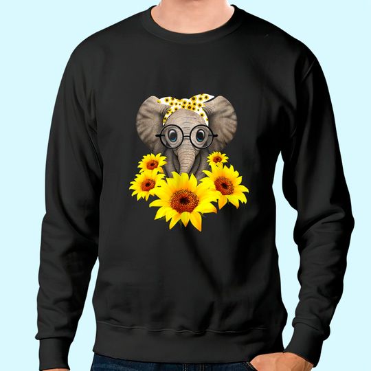 Elephant Sunflower Cute Elephant Love Sunflower Sweatshirt