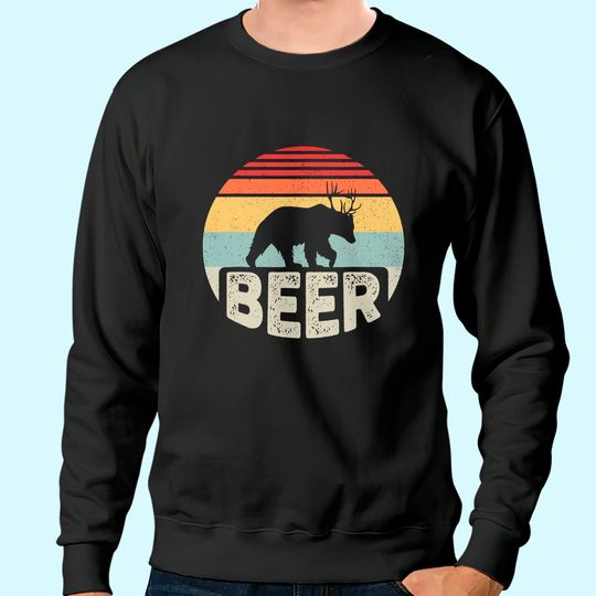 Vintage Retro Bear Deer Funny Beer Sweatshirt