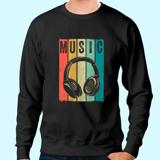 Electronic Music Lover DJ Gift Vintage Retro Headphones Sweatshirt