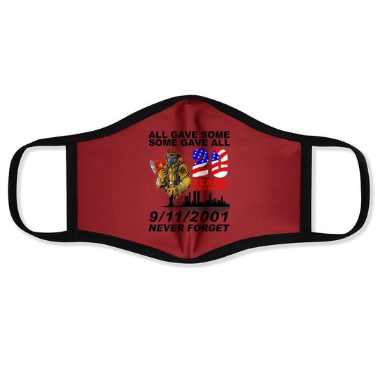 Never Forget 9-11-2001 20th Anniversary Firefighters Face Masks