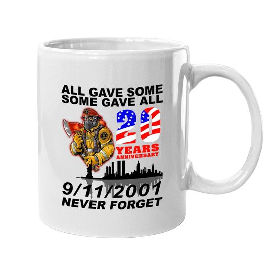 Never Forget 9-11-2001 20th Anniversary Firefighters Mugs