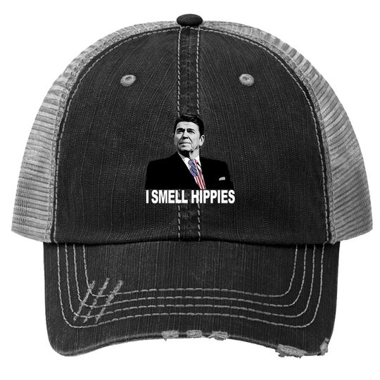 Patriotic Legend Ronald Regan I Smell Hippies Trucker Hats