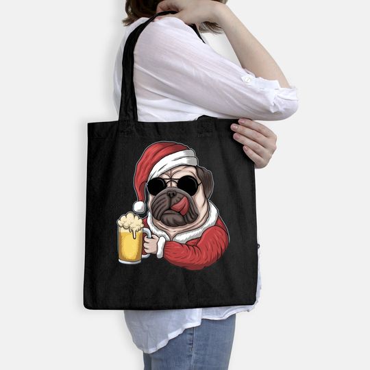 Dog Beer Wearing A Santa Christmas Bags