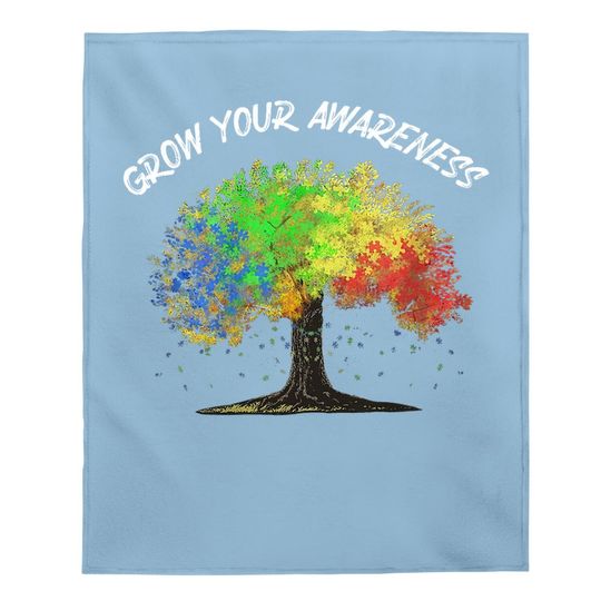 Autism Awareness Rainbow Tree Grow Your Awareness Hand Drawn Baby Blanket