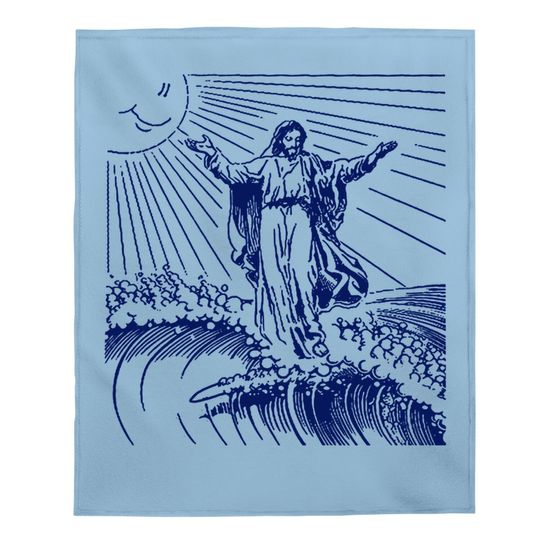 Vintage Retro Christian Baby Blanket, Surfing Jesus Baby Blanket, Cool Surf Baby Blanket Baby Blanket