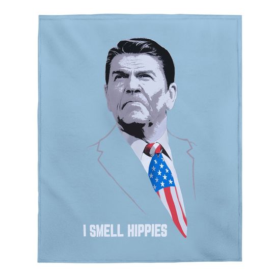 I Smell Hippies | Funny Ronald Reagan Conservative Merica Usa Baby Blanket