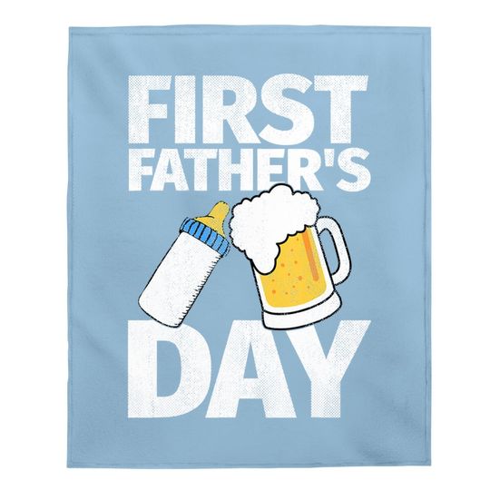 First Father's Day Gift Beer Baby Bottle Dad Daddy Funny Baby Blanket