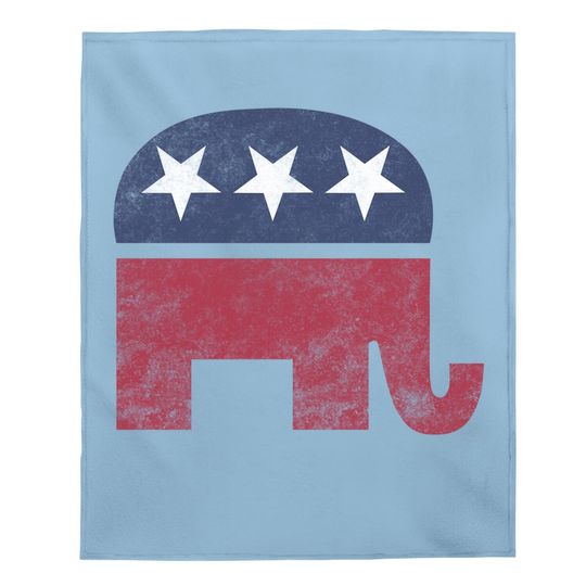 Tee Luv Republican Elephant Baby Blanket - Soft Touch Grey Gop Elephant Baby Blanket