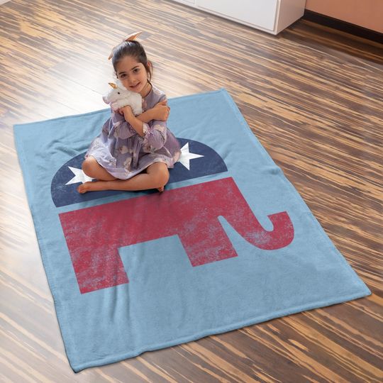 Tee Luv Republican Elephant Baby Blanket - Soft Touch Grey Gop Elephant Baby Blanket