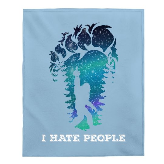 Bigfoot Middle Finger I Hate People Sasquatch Funny Baby Blanket Baby Blanket