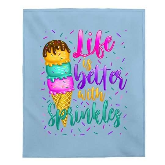 Cute Sweet Ice Cream Lover Sprinkle Life Love Baby Blanket
