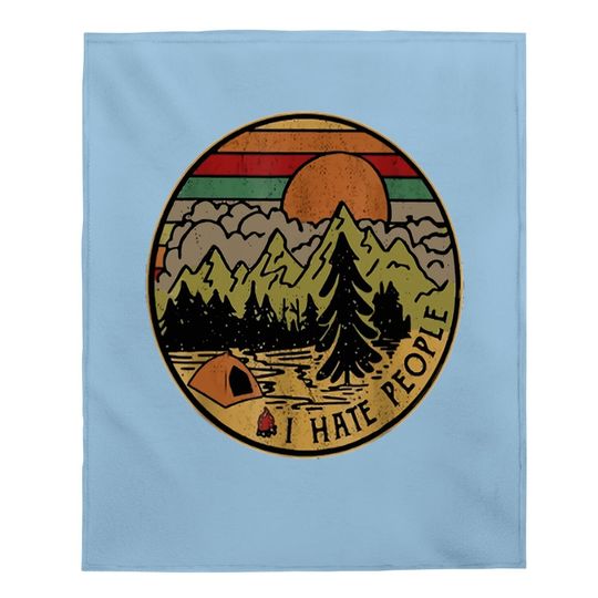 Discover I Love Camping I Hate People Outdoors Funny Vintage Baby Blanket