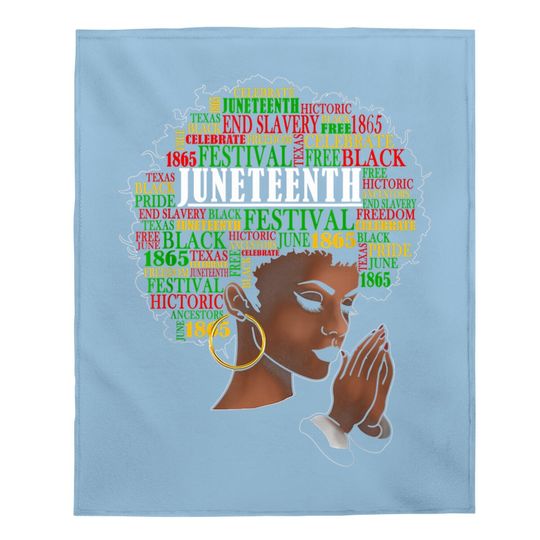 Juneteenth Melanin Black Natural Hair Afro Word Art Baby Blanket