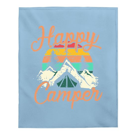 Happy Camper Baby Blanket For Funny Cute Graphic Baby Blanket Short Sleeve Letter Print Casual Baby Blanket Baby Blanket