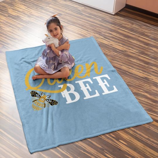 Queen Bee Crown Baby Blanket Cute Gift For Woman Beekeeper Baby Blanket