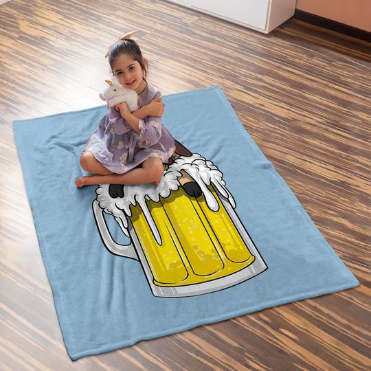 Pug Dog Beer Drinking Party Funny Premium Baby Blanket