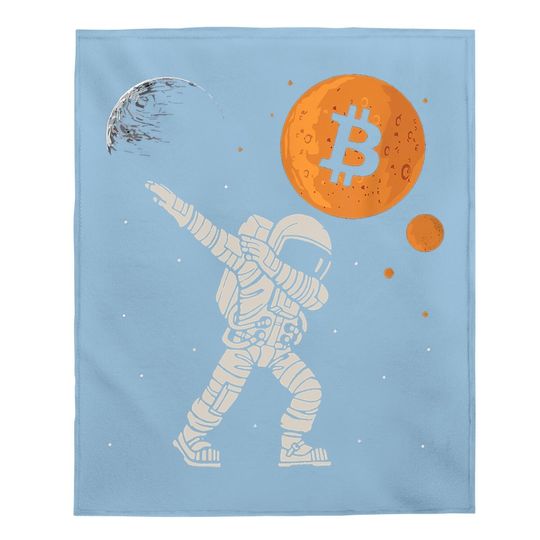 Bitcoin To The Moon Dabbing Astronaut Funny Hodl Btc Crypto Baby Blanket