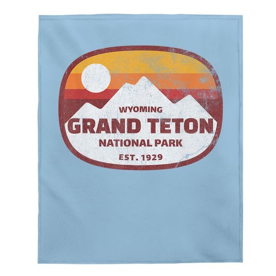 Vintage Grand Teton National Park Baby Blanket -- Distressed