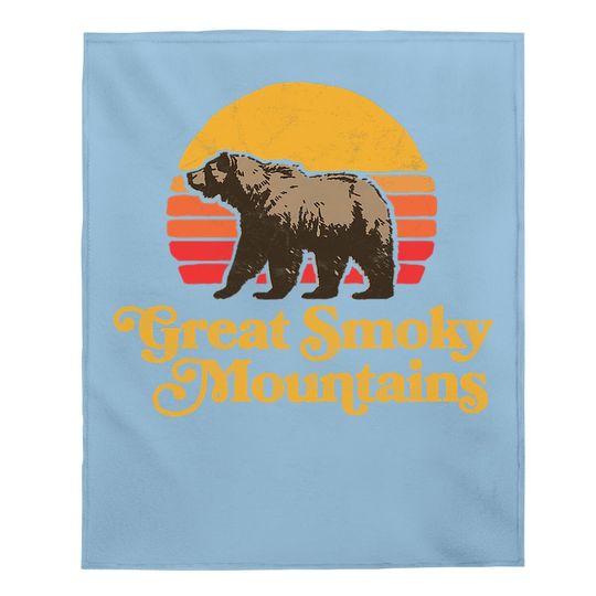 Retro Great Smoky Mountains National Park Bear 80s Graphic Baby Blanket