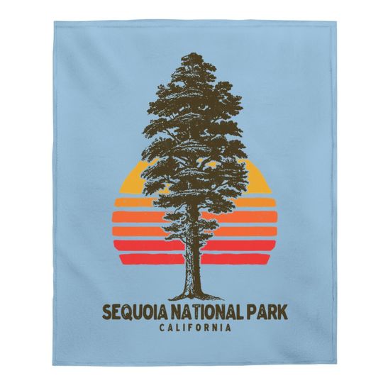 Sequoia National Park Retro Tree Minimalist Graphic Baby Blanket