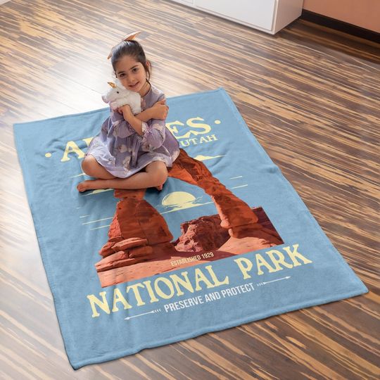 Arches National Park - Retro Hiking & Camping Lover Baby Blanket