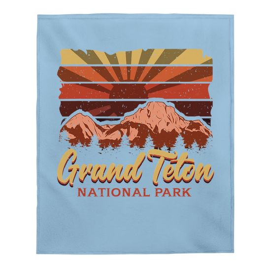 Vintage National Park Baby Blanket Grand Teton National Park Baby Blanket