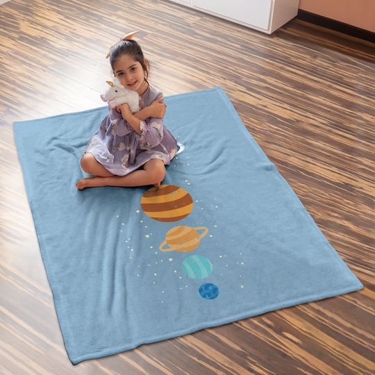 Flat Earth And Planets Funny Conspiracy Theory Earthers Gift Baby Blanket