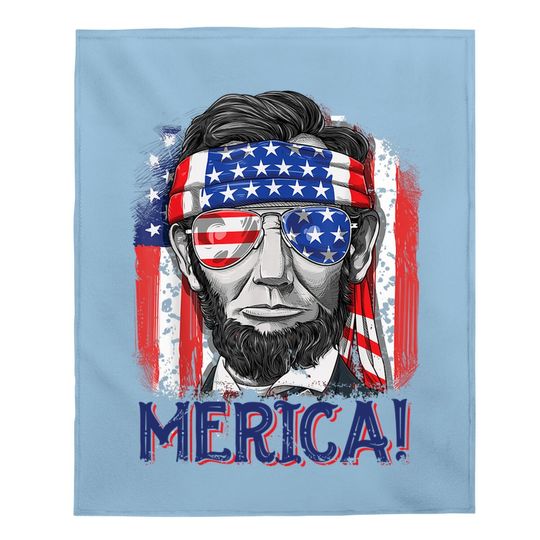 Abraham Lincoln 4th Of July Merica American Flag Baby Blanket