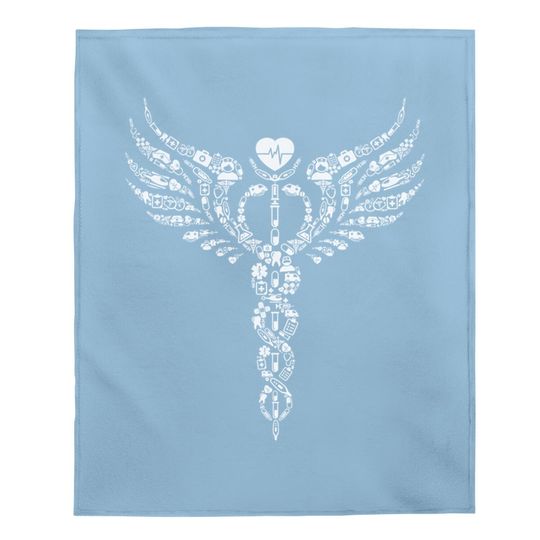 Nurse Caduceus Medical Symbol Nursing Logo Gift Baby Blanket