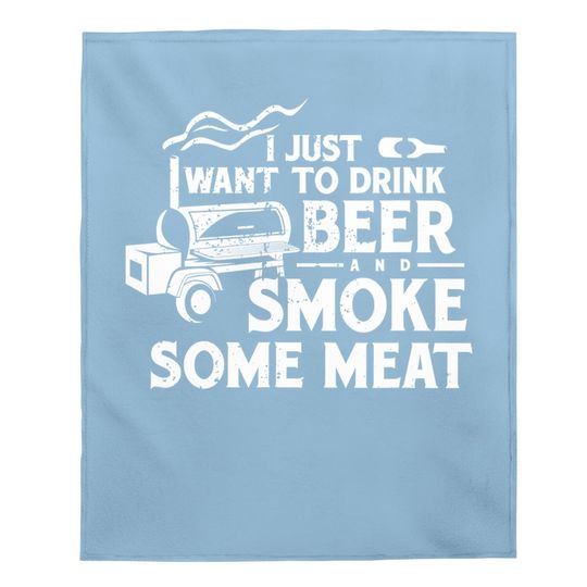 Bbq Smoking Pitmaster Drink Beer Smoke Meat Baby Blanket