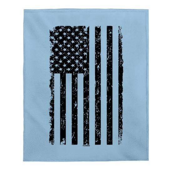 Distressed Black Usa Flag - United States Baby Blanket