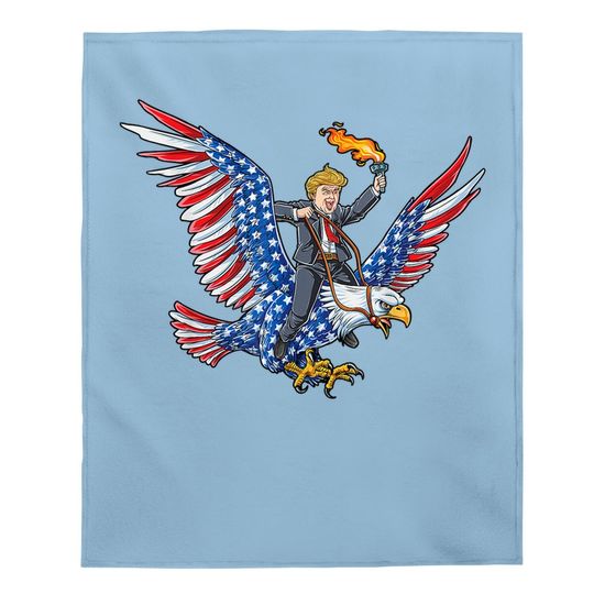 Trump Eagle 4th Of July Baby Blanket Boys American Flag Gift Baby Blanket
