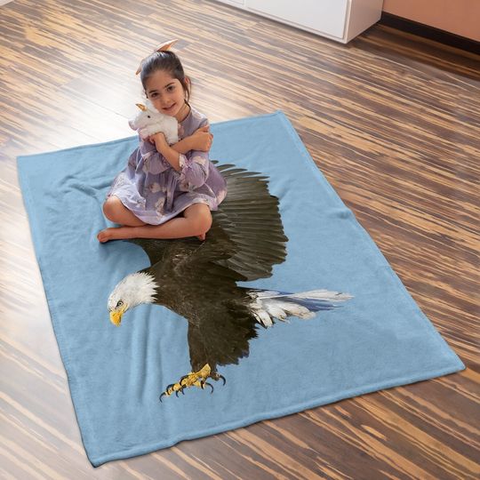 American Bald Eagle Swooping Photo Portrait Baby Blanket