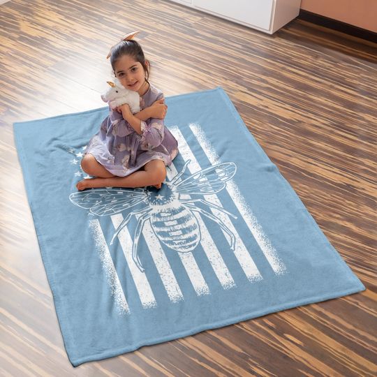 American Flag Honey Bee Honeycomb Beekeeper Beekeeping Baby Blanket