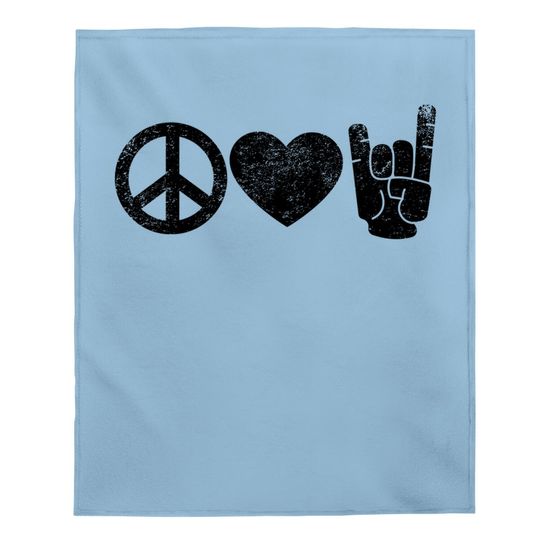 Peace Love Rock And Roll Baby Blanket