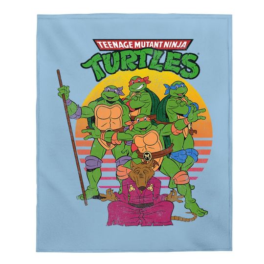 Teenage Mutant Ninja Turtles Retro Sun Group Baby Blanket-baby Blanket