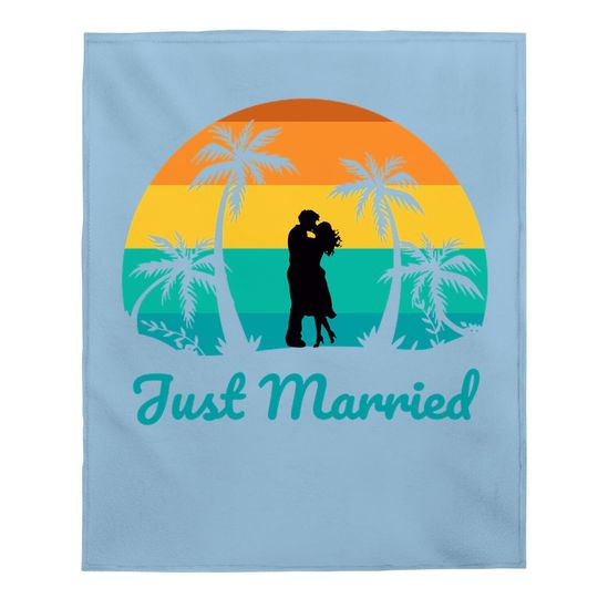 Just Married Baby Blanket Couple Honeymoon Matching Tropical Paradise
