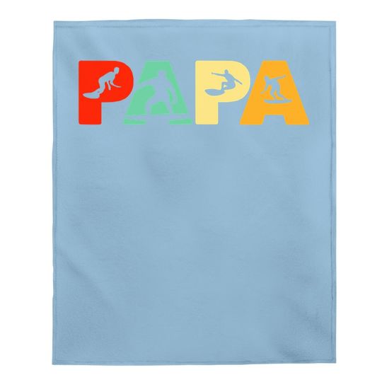 Surf Dad, Retro Papa Surfing Father's Gift Baby Blanket