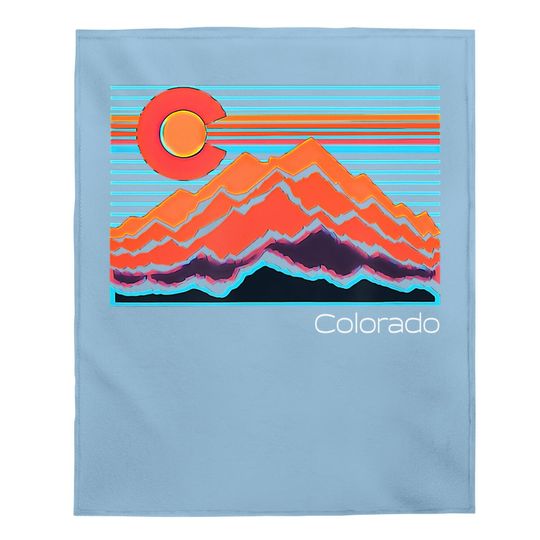 Vintage Colorado Mountain Landscape And Flag Graphic Baby Blanket