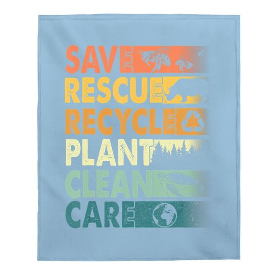 Earth Day Save Bees Rescue Animals Recycle Plastics Baby Blanket