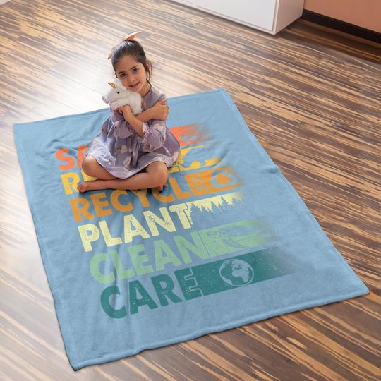 Earth Day Save Bees Rescue Animals Recycle Plastics Baby Blanket