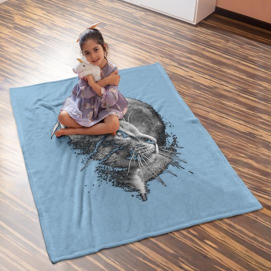 Cat With Moon - Cat Baby Blanket