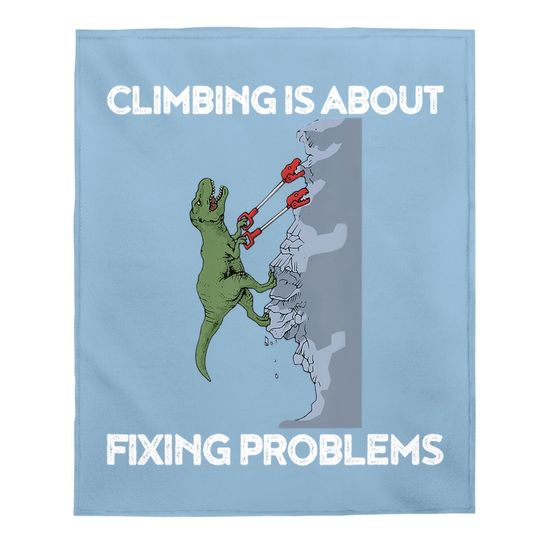 Funny Climbing T-rex Rock Climber Dinosaur Baby Blanket
