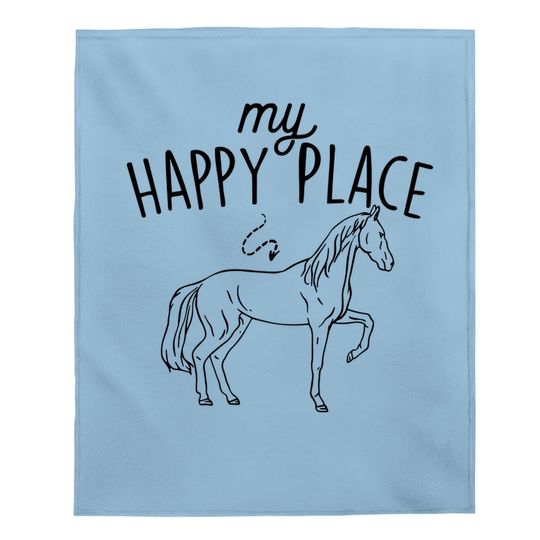 My Happy Place - Horse Lover Equestrian Horseback Rider Baby Blanket