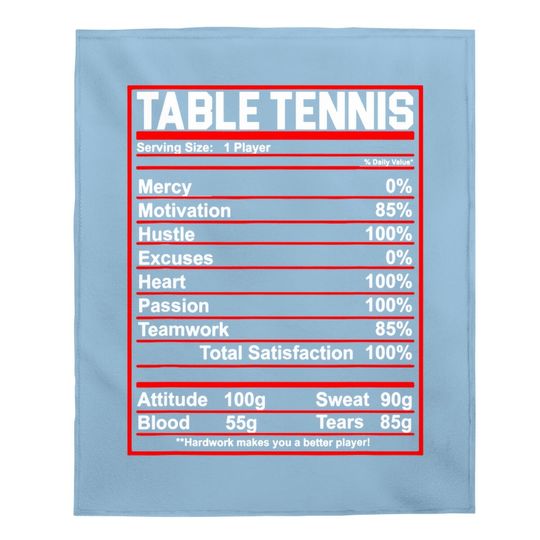 Funny Table Tennis Nutrition Facts Baby Blanket