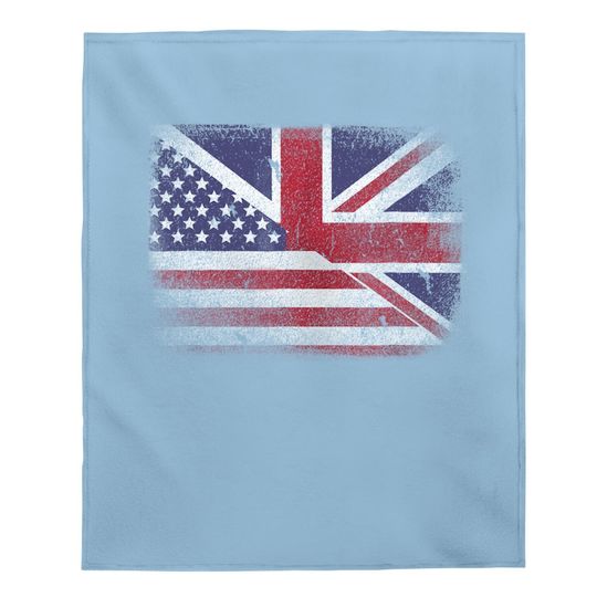 British American Flag Great Britain Union Jack Baby Blanket.