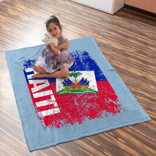 Haiti Flag Vintage Distressed Baby Blanket